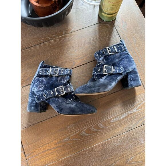 REBECCA MINKOFF Women's Moon Crushed Velvet Logan Booties Size 7.5 - Picture 8 of 9